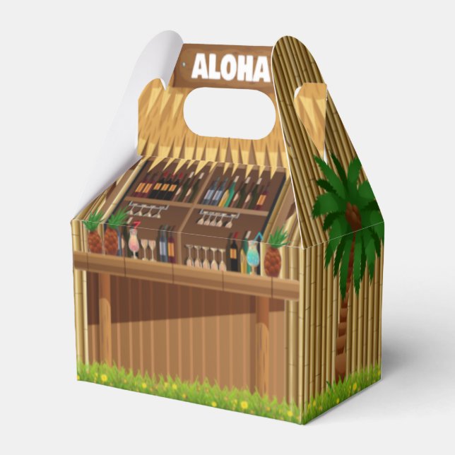 Tiki Hut Bamboo Aloha Island Dive Bar  Favor Box (Front Side)