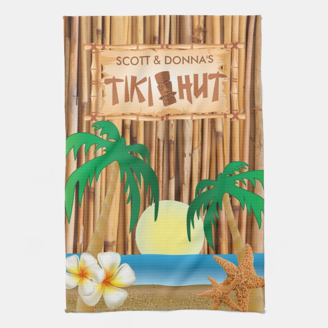 Tiki Hut Bamboo Stick Design Kitchen Towel (Vertical)
