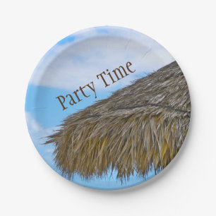Tiki Hut Hawaiian Luau Party Paper Plate