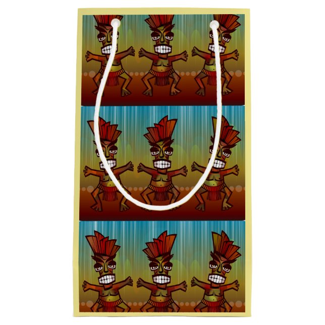 Tiki Hut Men Island Dancing Tropical Summer Beach Small Gift Bag (Front)