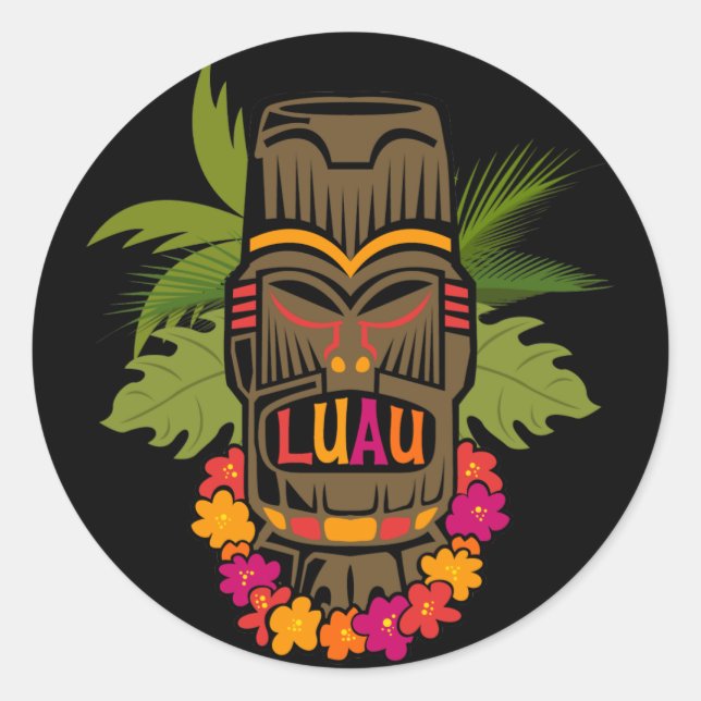 Tiki Luau Classic Round Sticker (Front)
