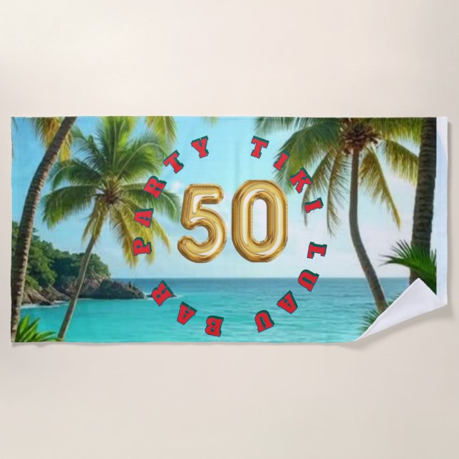 tiki luau tropical island beach  beach towel (Front)