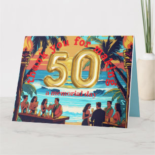 tiki luau tropical island beach  thank you card