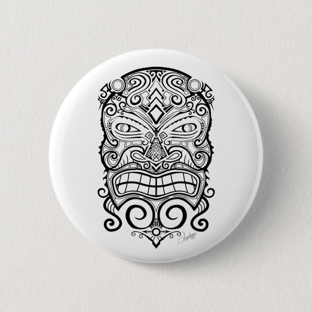 Tiki Mask 2 Inch Round Button (Front)