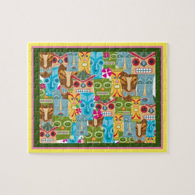 Tiki Mask Collage Jigsaw Puzzle (Horizontal)