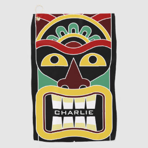 Tiki Mask custom name golf towel