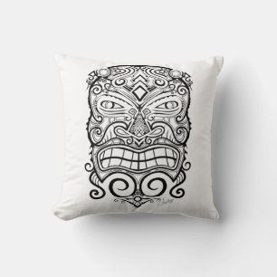 Tiki Mask Throw Pillow