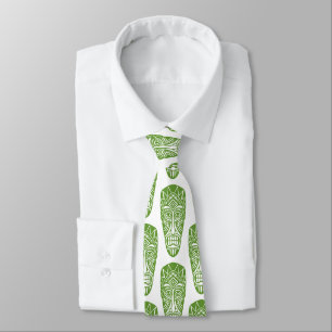Tiki Masks - Avocado on White Tie