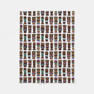 Tiki Masks Pattern Fleece Blanket