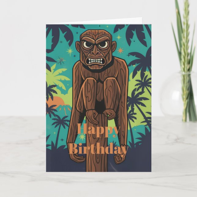 Tiki Monkey Birthday Card (Front)