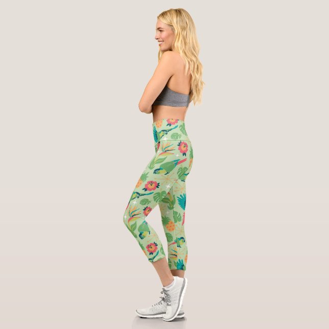 Tiki Parrot Capri Leggings (Left)