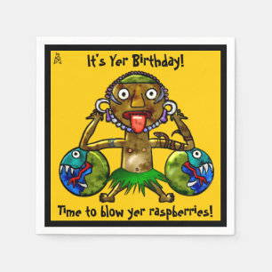 Tiki Party Funny Design on Yellow (Personalized) Napkin