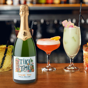 TIKI Party Personalized Custom Sparkling Wine Label