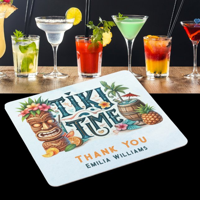 TIKI Party Personalized Custom Square Paper Coaster (Creator Uploaded)