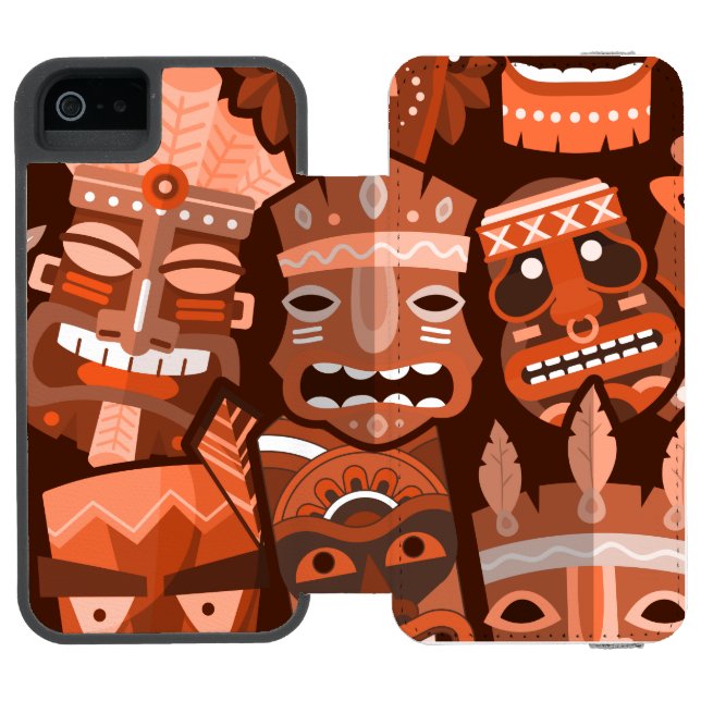 TIKI Pattern 2 Incipio iPhone Wallet Case (Folio Open)