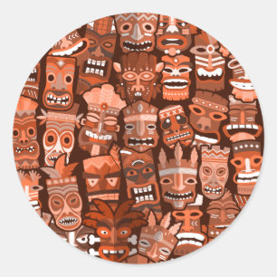 TIKI Pattern 3 Classic Round Sticker