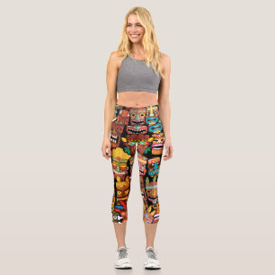 TIKI Pattern 5 Capri Leggings
