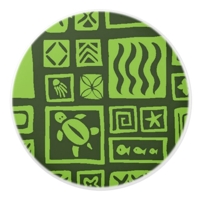 Tiki Pattern Ceramic Knob (Front)