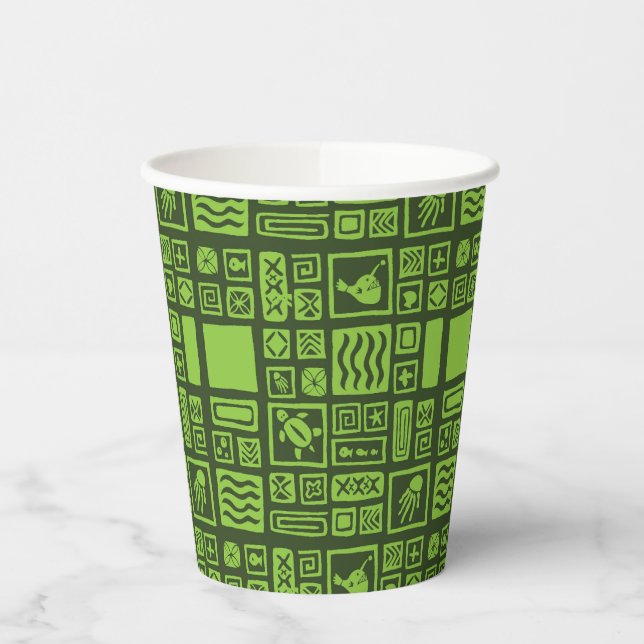 Tiki Pattern Paper Cups (Left)