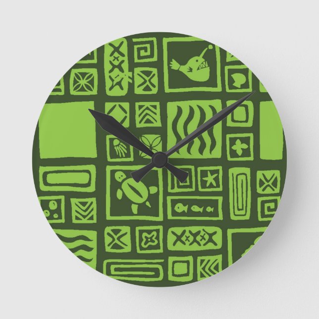 Tiki Pattern Round Clock (Front)