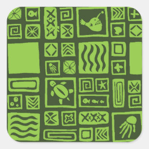 Tiki Pattern Square Sticker