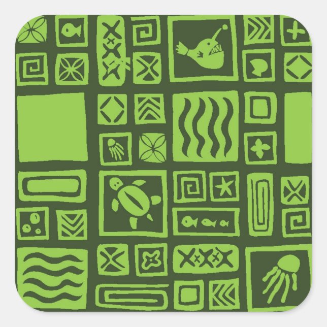 Tiki Pattern Square Sticker (Front)