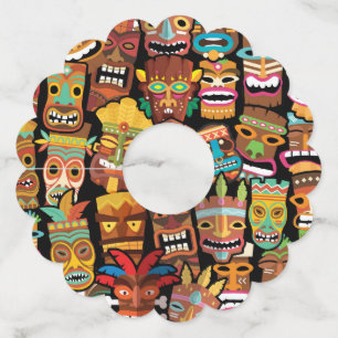 Tiki Pattern Wine Glass Tag