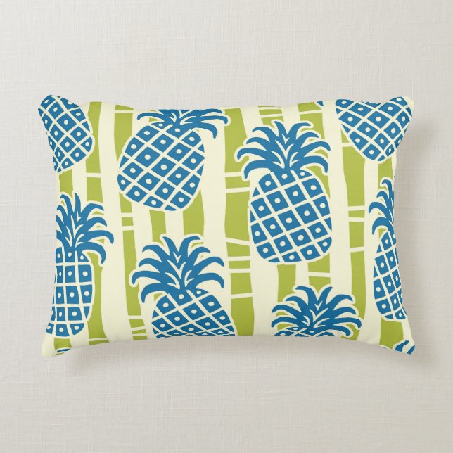 Tiki Pineapple Bamboo Stripes Pattern Accent Pillow (Front)