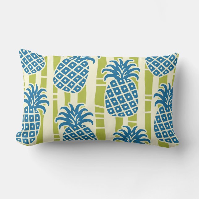 Tiki Pineapple Bamboo Stripes Pattern Lumbar Pillow (Front)