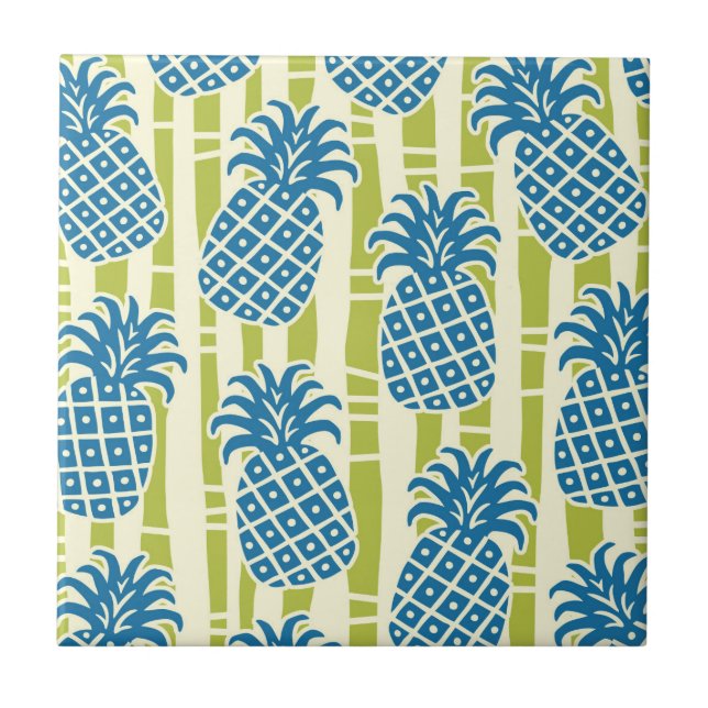 Tiki Pineapple Bamboo Stripes Pattern Tile (Front)