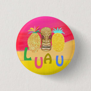 Tiki Pineapple Luau 1 Inch Round Button