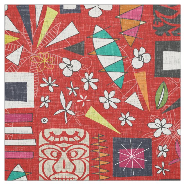 tiki red fabric (Swatch)