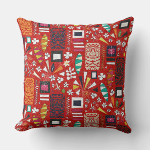 tiki red throw pillow