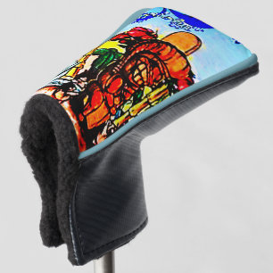 Tiki Statue with Menehune and Hibiscus Golf Head Cover