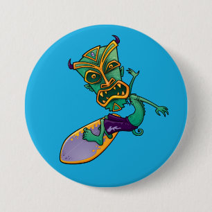 Tiki Surfer 3 Inch Round Button