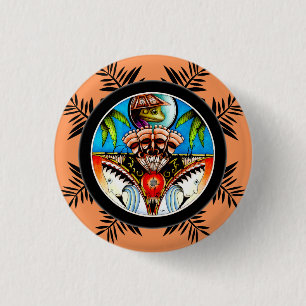 Tiki Tattoo Frog 1 Inch Round Button