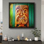 Tiki Time Fierce Vintage Retro Bold Wood Tiki Face Poster<br><div class="desc">“It’s tiki time.” And who can resist a face like this? Surround yourself with good vibes whenever you enjoy this cute, fun, fierce, retro Hawaiian wooden tiki face photography poster. Makes a great gift for someone special! You can easily personalize this poster plus I also offer customization on any product....</div>