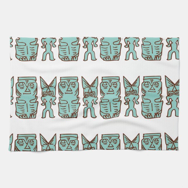 Tiki Time in Aqua Kitchen Towel (Horizontal)