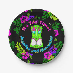 "Tiki Time" Island Theme Couple's Shower Paper Plate