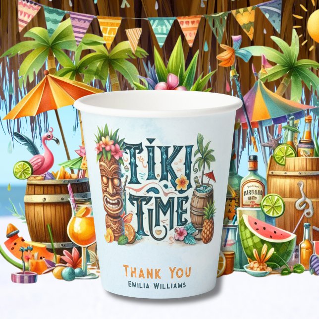 TIKI Time Party Personalized Custom Paper Cups (Creator Uploaded)