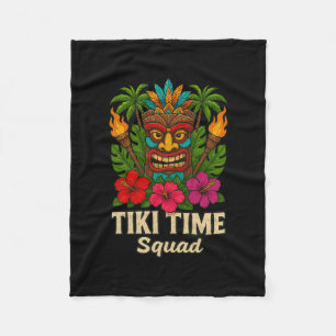 Tiki Time Squad Tropical Hawaiian Party Fleece Blanket