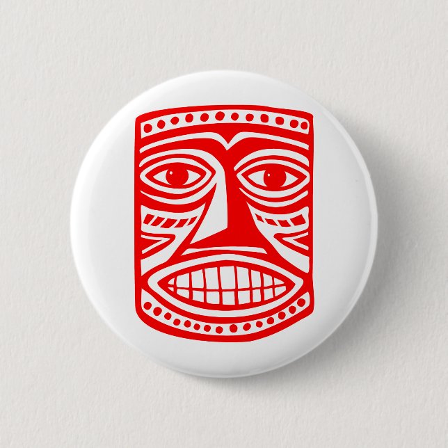 Tiki Toby - Red 2 Inch Round Button (Front)