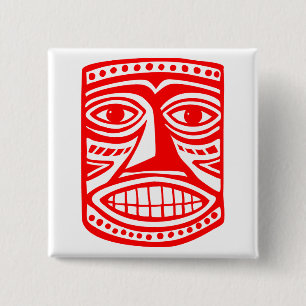 Tiki Toby - Red 2 Inch Square Button