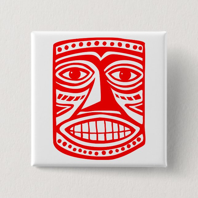Tiki Toby - Red 2 Inch Square Button (Front)