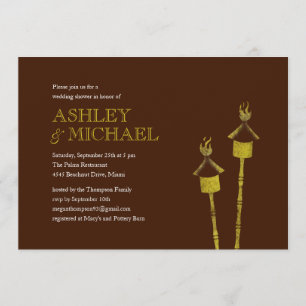 Tiki Torch Beach Wedwer Shower Invitations