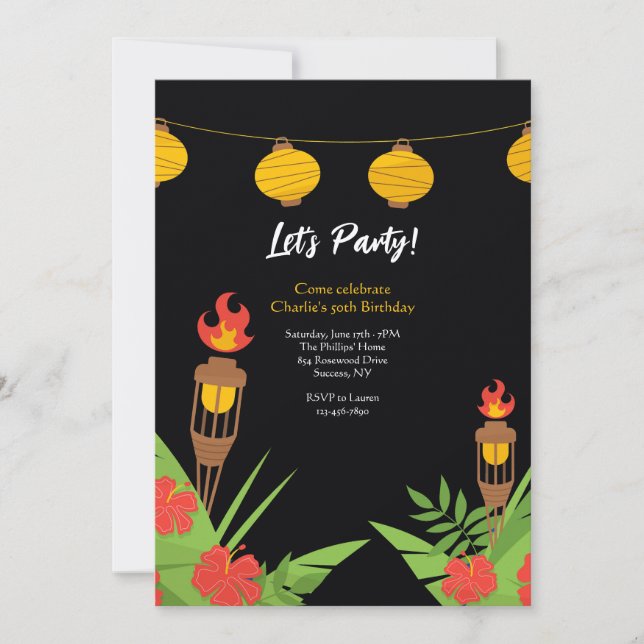 Tiki Torches Invitation (Front)