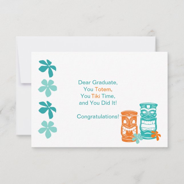 Tiki Totem Graduation Greeting Card (Front)