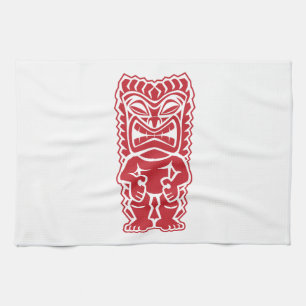 tiki totem warrior kitchen towel