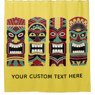 Tiki Totems custom text & colour shower curtain