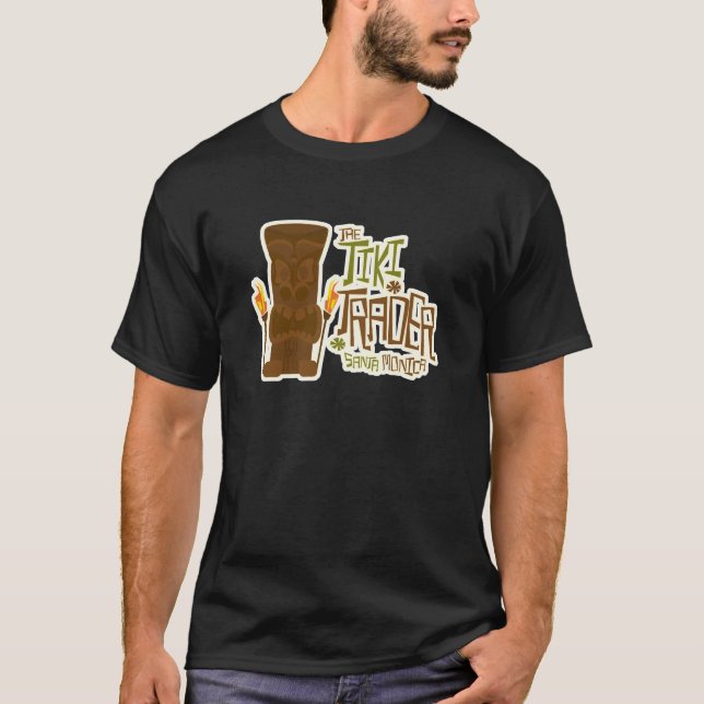 Tiki Trader Fun Tropical Restaurant Logo Design T-Shirt (Front)